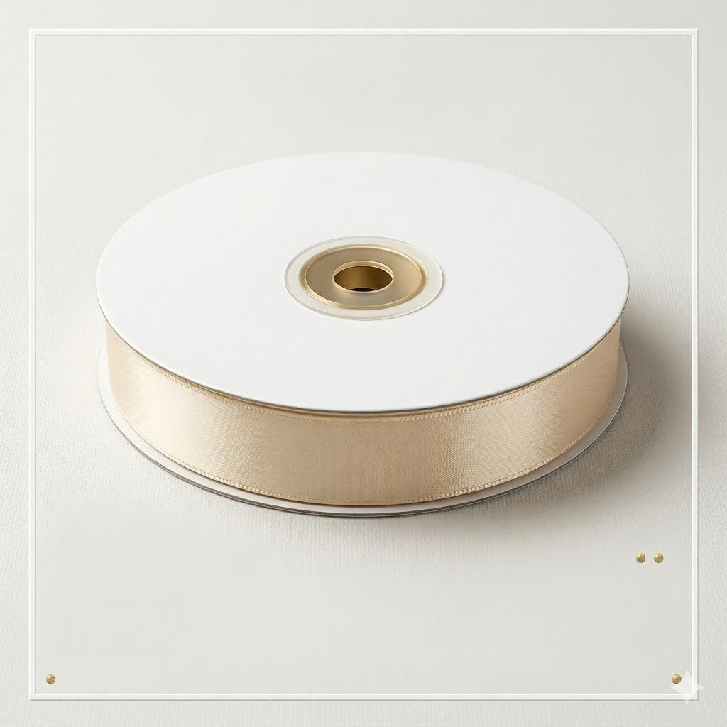 Nastro Doppio Raso Panna 10mm x 50 mt