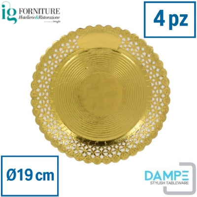 Piatto Tondo Pizzo Oro ⌀19cm – Confezione da 4pz