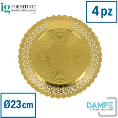 Piatto Tondo Pizzo Oro ⌀23cm – Confezione da 4pz