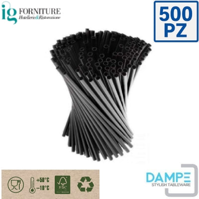 Cannucce Dritte in PLA Compostabile Nere 21cm – 500 pz