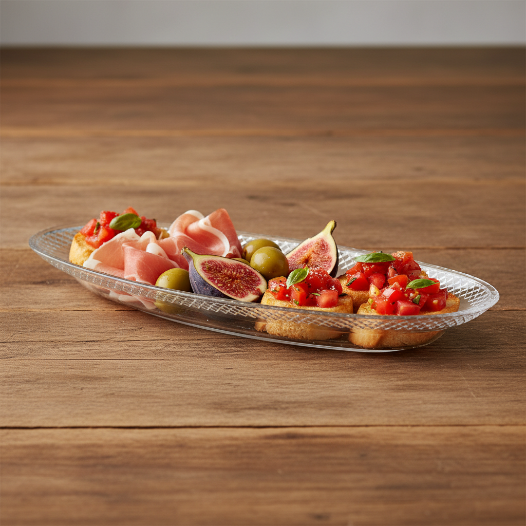 Vassoio Rettangolare Trasparente 37,5x18,5 cm – Il Più Capiente per Buffet ed Eventi