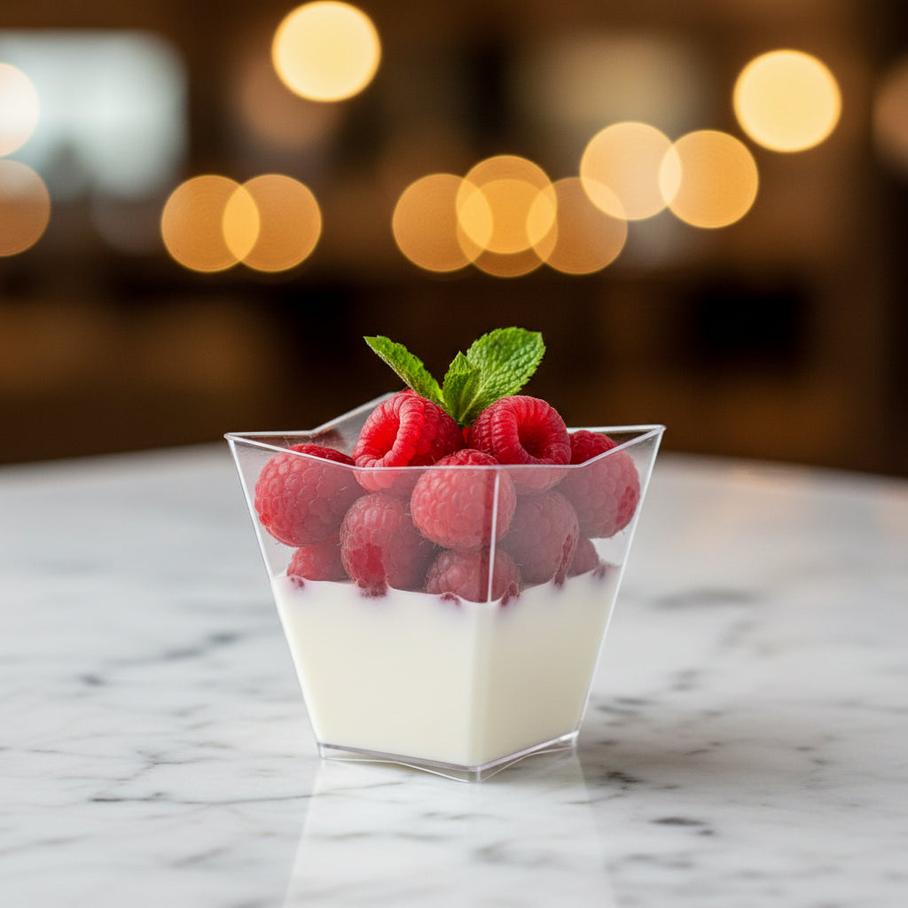 Contenitore Mini Dessert Diamante Trasparente 200cc 7,2x7,2 H7 cm – Set da 50