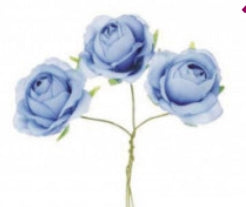 Mazzetto Fiori Artificiali Rosetta Celeste - Confezione da 6 Mazzetti