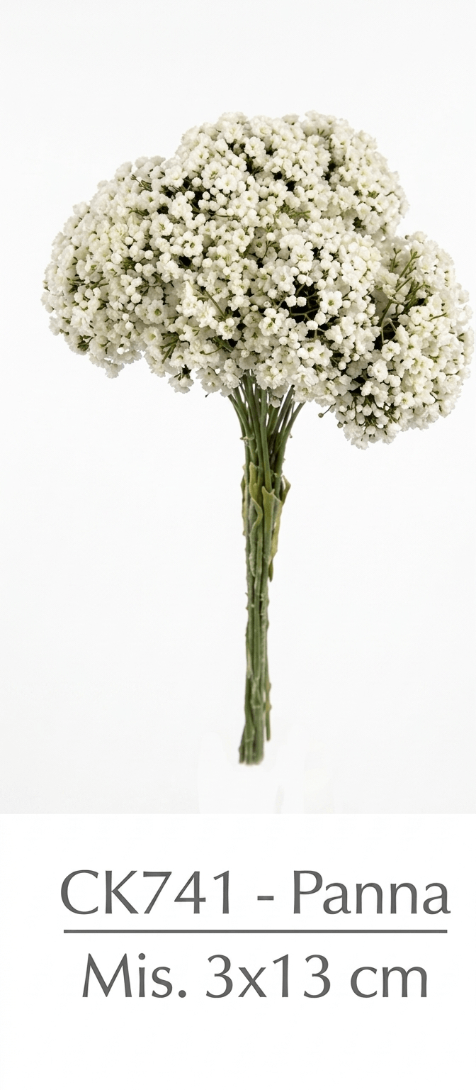 Fiore Artificiale Gypsophila Panna 3x13cm 12pz
