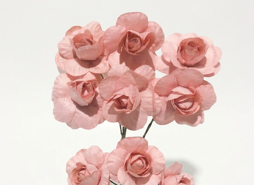 Mazzetto Roselline di Carta Old Pink - Confezione da 6 Pezzi