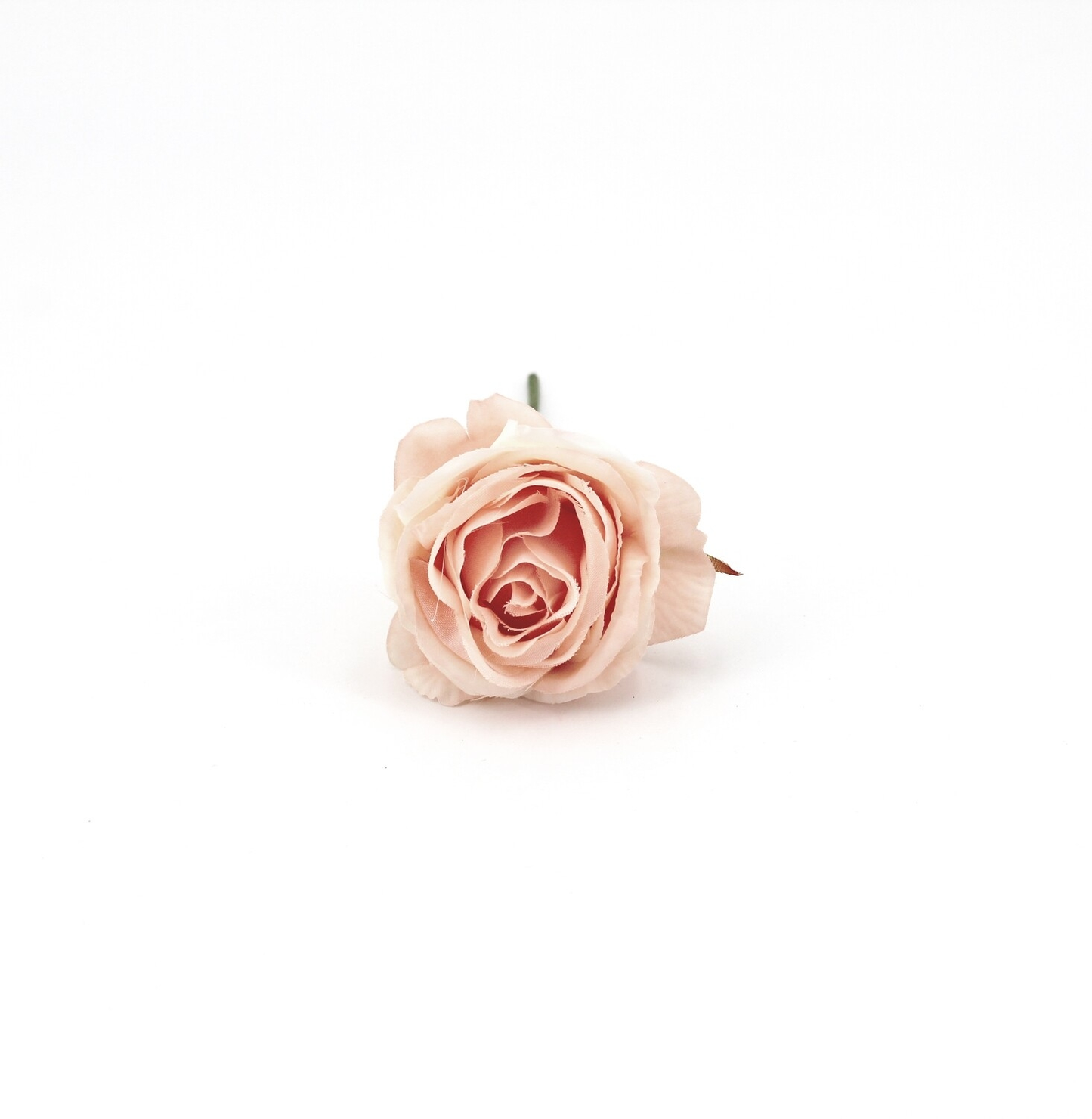 Rosa Aperta Artificiale con Foglia Cipria 8x13,5 cm - Confezione da 6 Pezzi