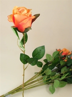 Rosa Artificiale Salmone con Stelo - Confezione da 12 Pezzi
