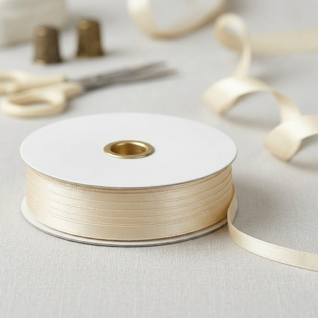 Nastro Rotolo Doppio Raso 6mm x 50mt – Panna