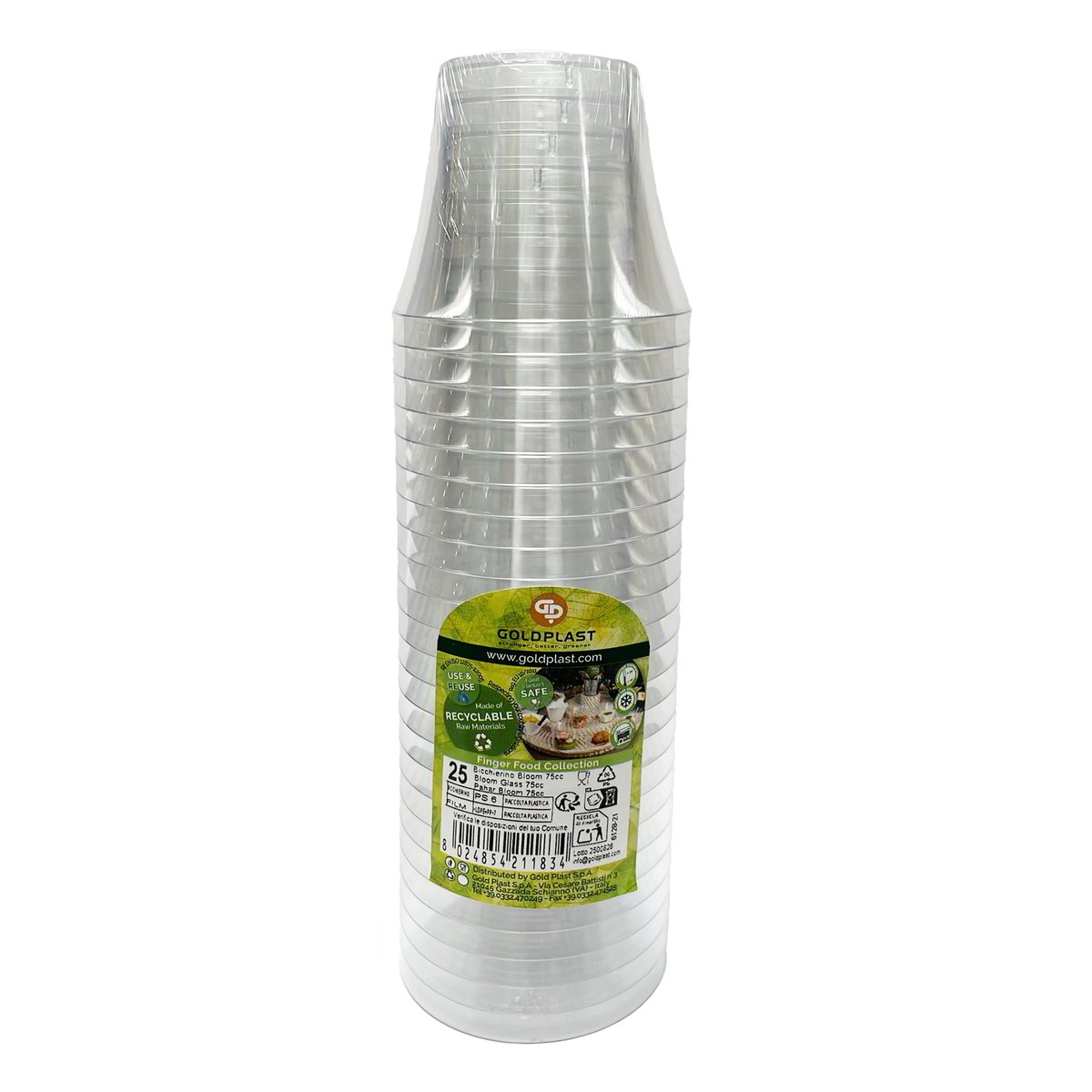 Bicchierino Bloom PS Trasparente 75cc – Set da 25 pz