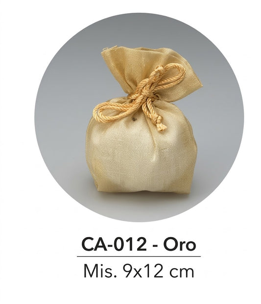 Sacchetto Stoffa Laminato Oro 9x12 cm – 10pz
