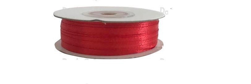 Nastro Doppio Raso Rosso 3mm x 50 mt