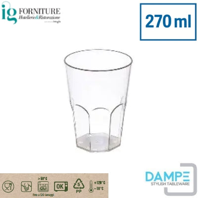 Bicchiere Ottagonale Stone in PP 270cc Trasparente – Confezione da 12pz
