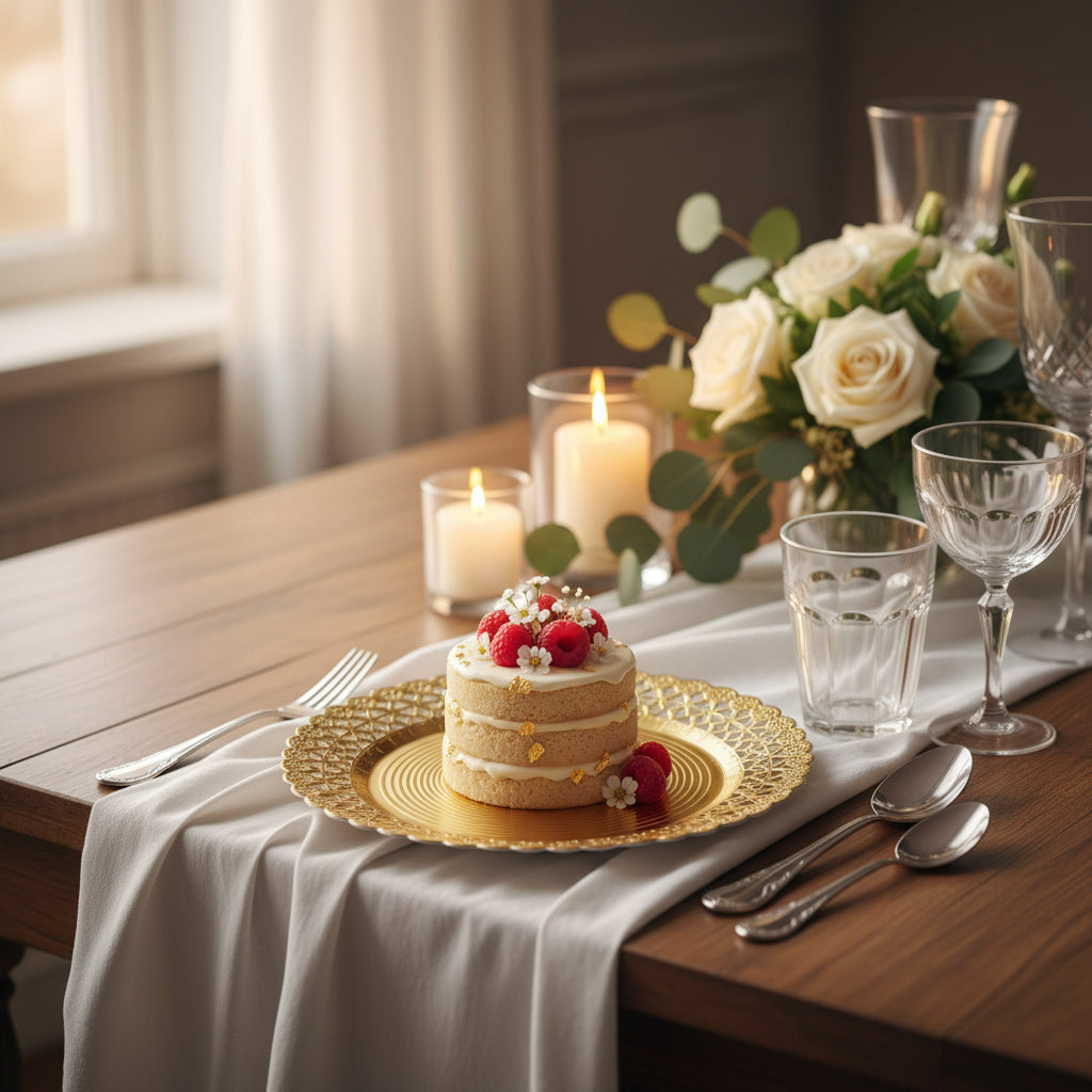 Piatto Tondo Pizzo Oro ⌀23cm – Confezione da 4pz