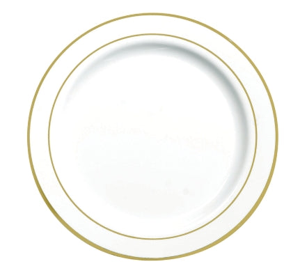 Piatto Tondo Dessert Bianco Bordo Gold ⌀19cm – Confezione da 20pz