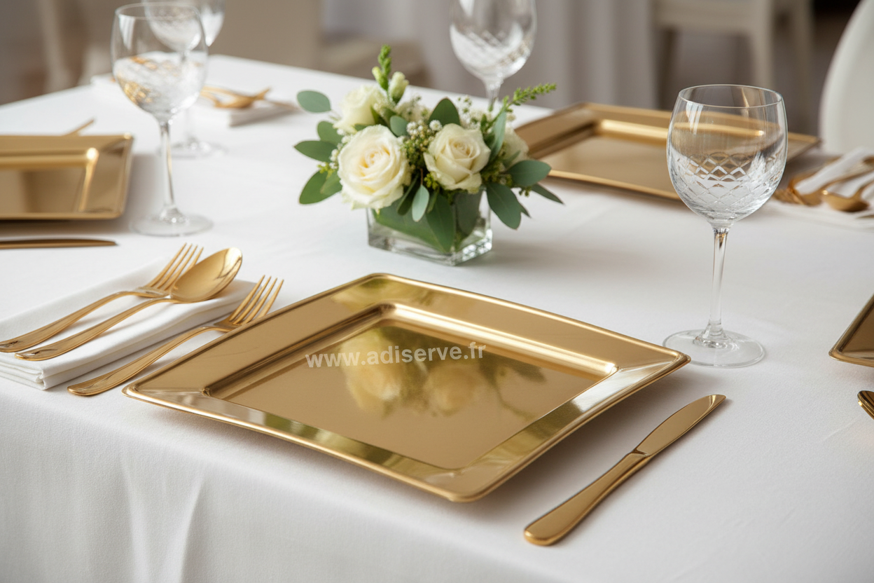 Sottopiatto Quadrato Gold in PET 30x30 cm – Confezione 4 pz