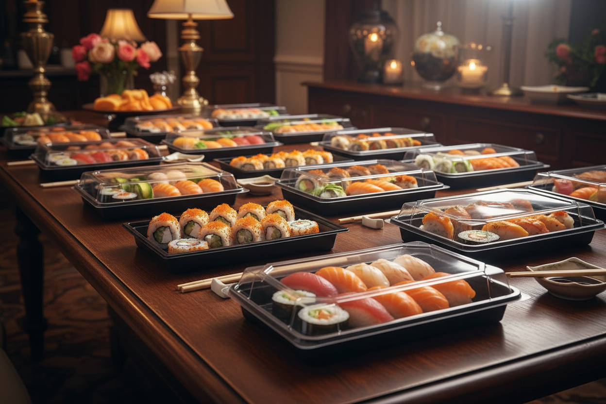 Coperchio RPET Anticondensa per Sushi Box – Confezione 50 pz