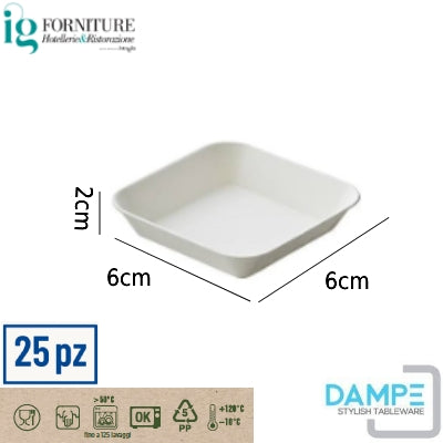 Piattini Quadrati 35ml in PP – Set da 25 pz
