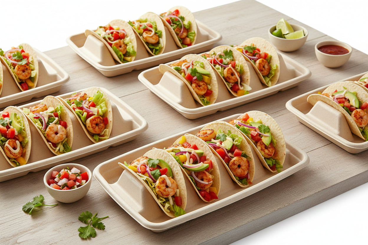 Porta Taco in Polpa Marrone 18x11x5 cm – Set da 75 pz