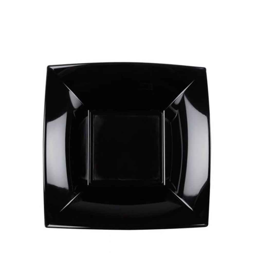 Piatto Dessert Quadrato PP Nero 18x18cm – Set da 25 pz