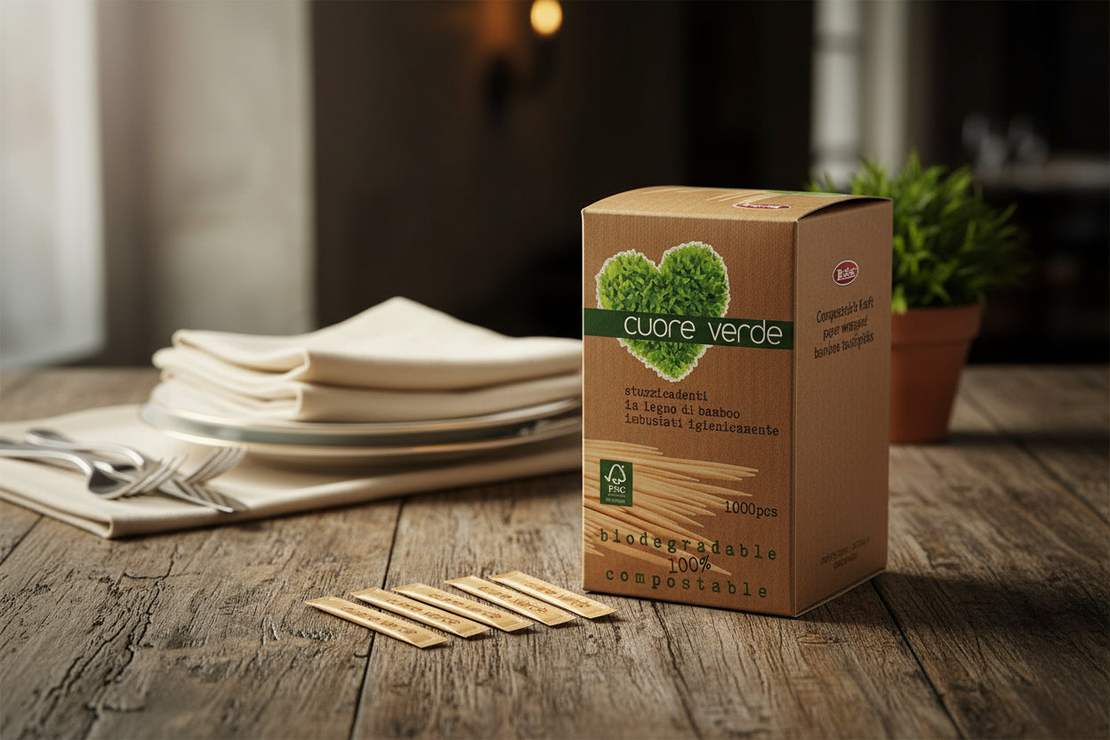 Stuzzicadenti Bamboo 2 Punte Imbustati – 1000 pz