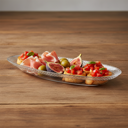 Vassoio Rettangolare Trasparente 37,5x18,5 cm – Il Più Capiente per Buffet ed Eventi