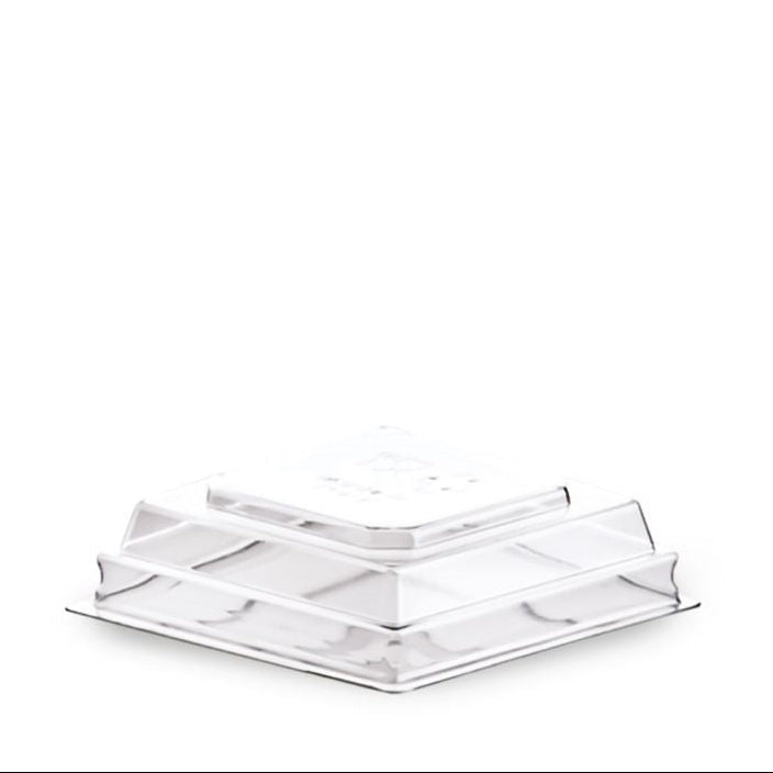 Coperchio Bombato Senza Foro R-PET Trasparente 5,5x5,5 cm – H 1,1 cm – Conf. 50 pz