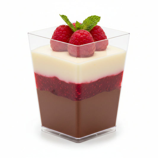  Mini Dessert Kubik Contenitore Trasparente 120cc 5x5 H7,3 cm – Set da 50