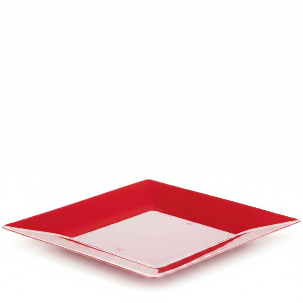 Piatto Spigolo Riutilizzabile PS Rosso Coprente – Confezione da 10 pz