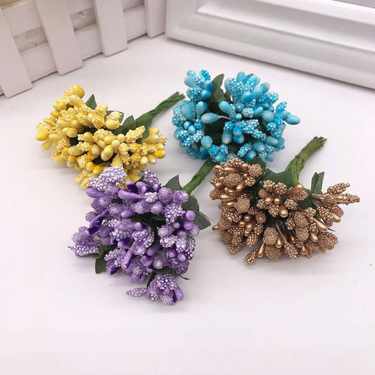 Ciuffo Pistillo Fiore Artificiale Celeste -12pz 