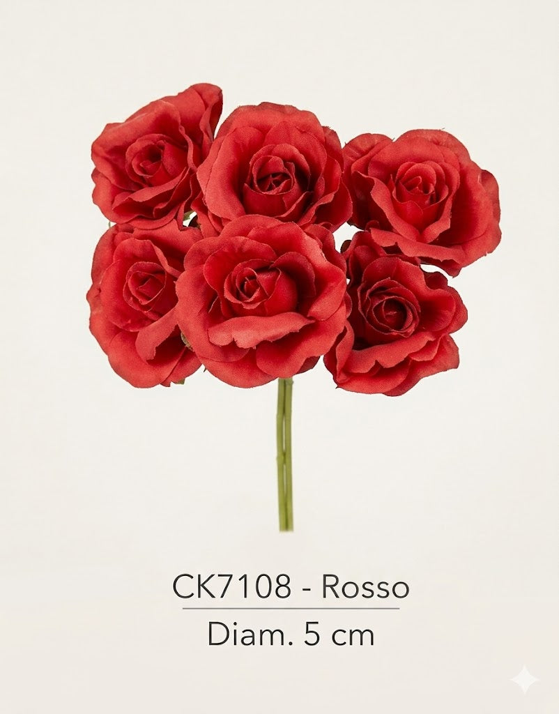  Rosetta Singola Rosso - Confezione da 6 Pezzi
