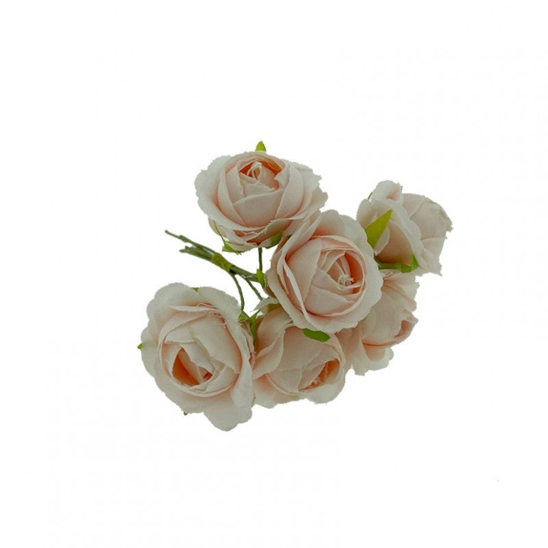 Fiori Artificiali Rosetta Cipria 3x10cm - 6 Fiori