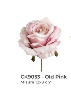 Rosa Grande Artificiale Old Pink 12x8 cm - Confezione da 6 Pezzi