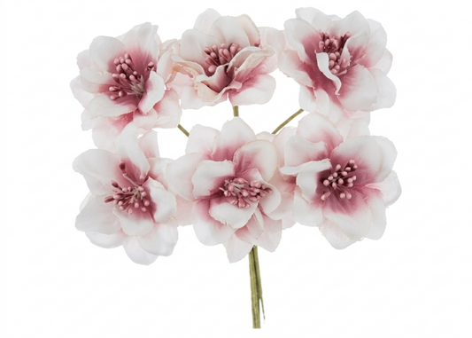 Fiore Artificiale con Pistilli Pesco 5x14 cm - Confezione da 6 Pezzi