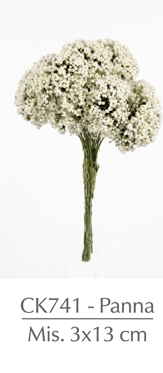 Fiore Artificiale Gypsophila Panna 3x13cm 12pz