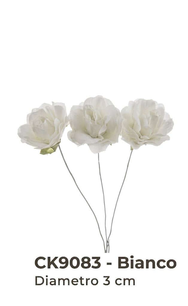  Roselline Artificiali Bianche- 6pz