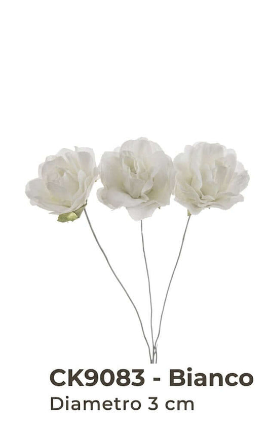  Roselline Artificiali Bianche- 6pz