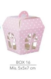 Scatola Cartone Lanterna Rosa per Bomboniere Art.16 5x5x5 cm - Confezione da 10 Pezzi