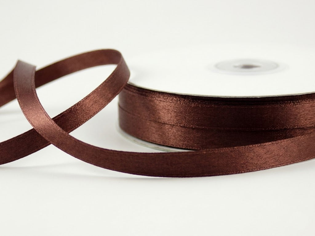 Nastro Doppio Raso Cioccolato 6mm x 50Mt