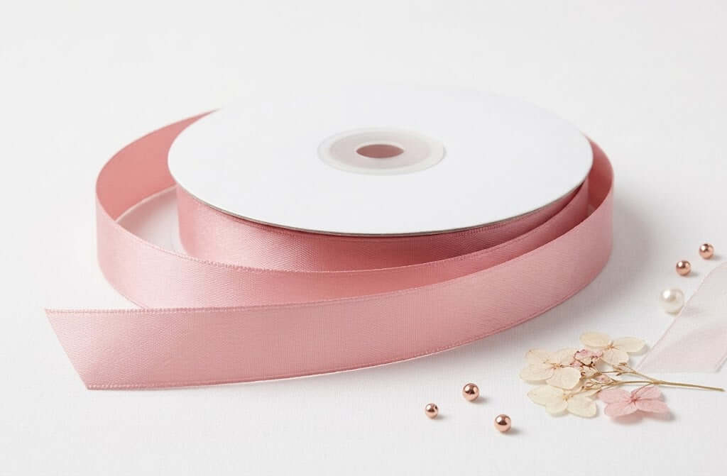 Nastro Doppio Raso Rosa 10mm x 50Mt