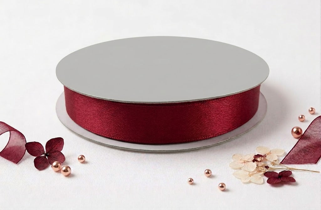 Nastro Doppio Raso Bordeaux 16mm x 50Mt