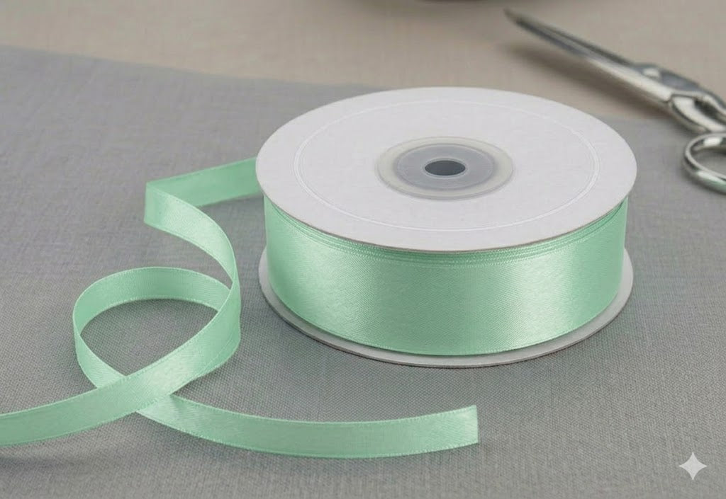 Nastro Doppio Raso Verde Acqua 10mm x 50mt