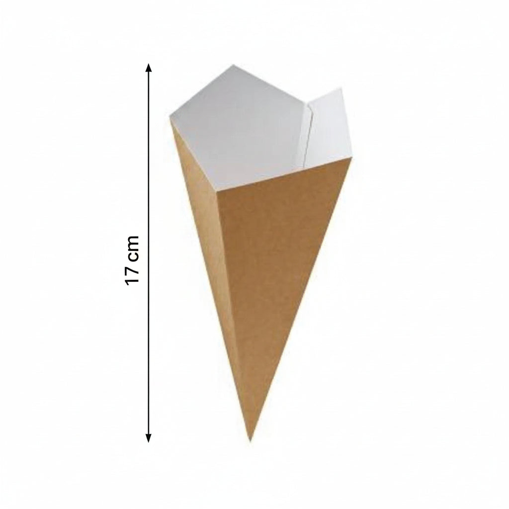 Cono Fritti Kraft Avana/Bianco 7x7cm H17cm – 50 pz